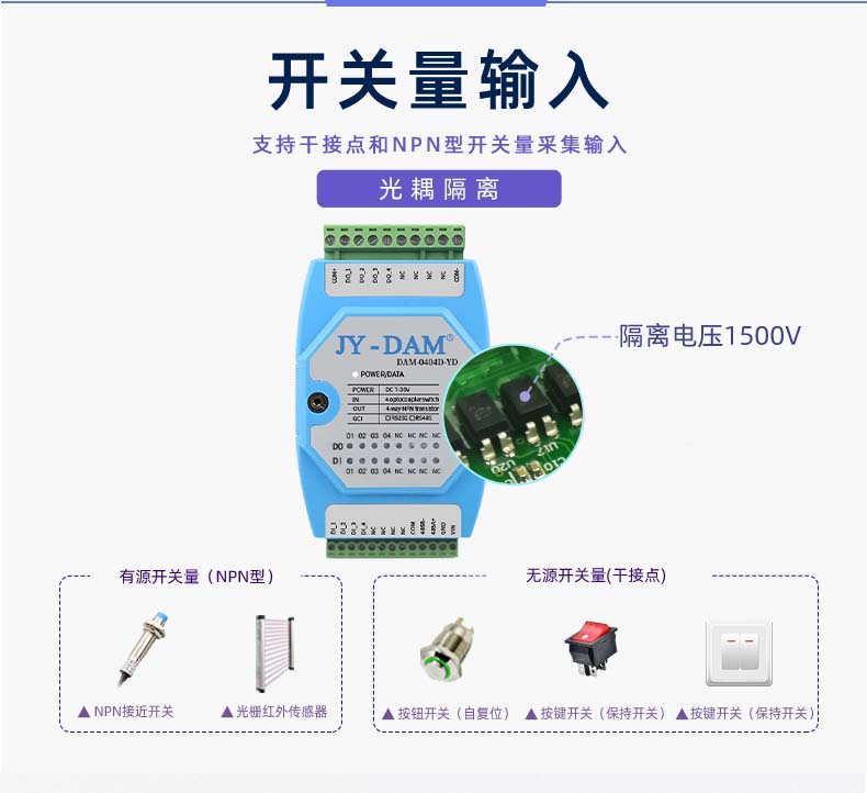 DAM-0404D-YD 工業級I/O模塊開關量輸入