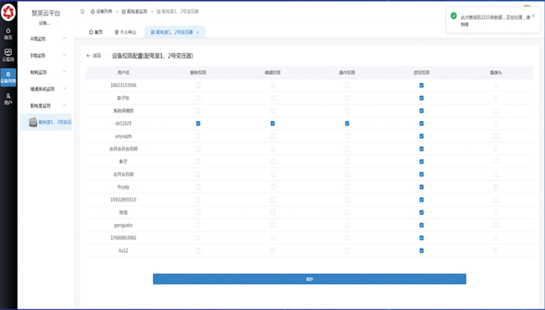 聚英動環監測平臺權限管理功能