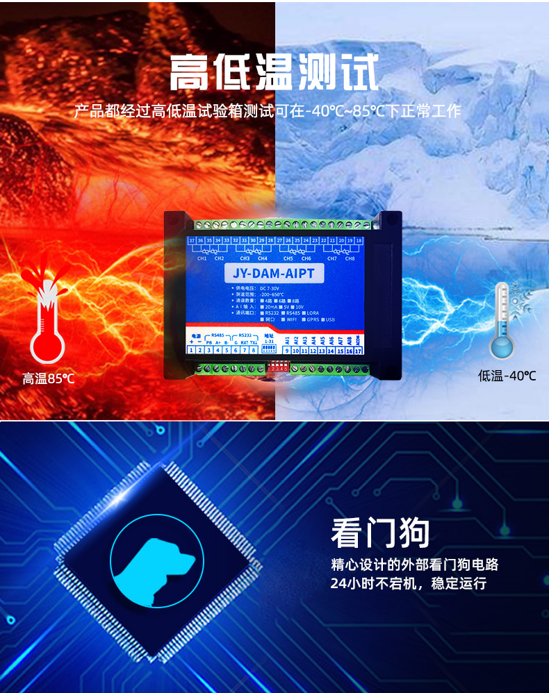 DAM-AIPT 溫度采集模塊特點 DAM-AIPT 溫度采集模塊特點