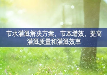「智慧環(huán)保」節(jié)水灌溉解決方案，節(jié)本增效，提高灌溉質(zhì)量和灌溉效率